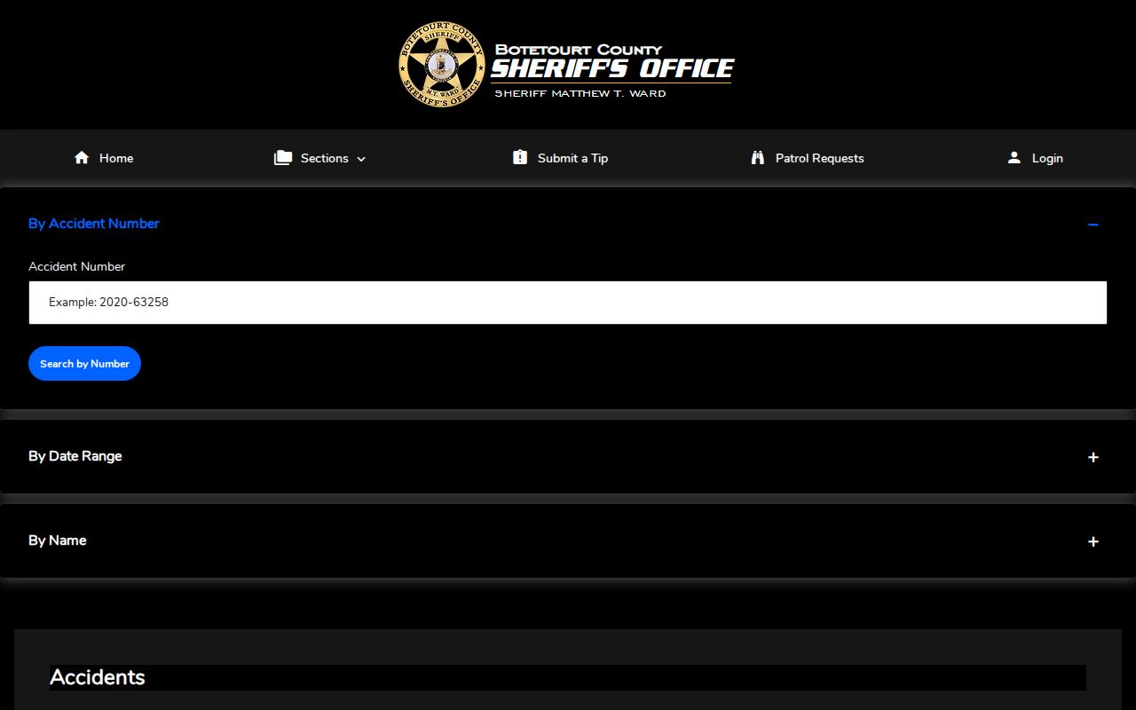 Botetourt County official report search separate from arrest booking records
