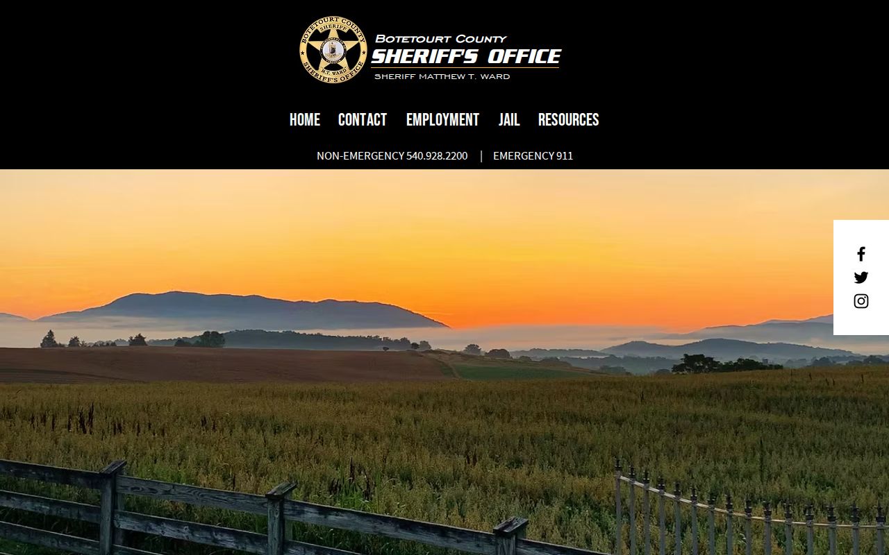 Botetourt County criminal record tools on the sheriff website
