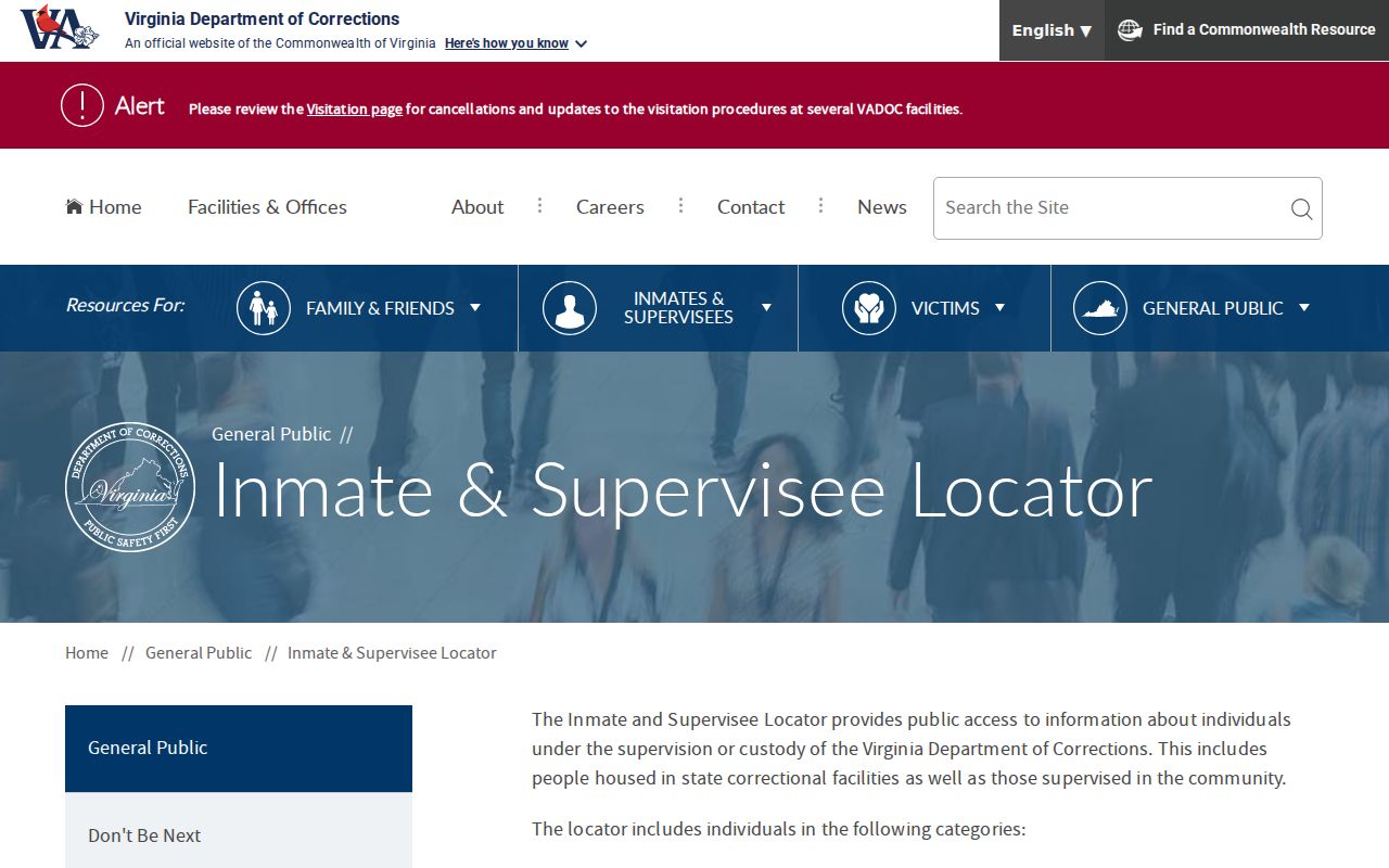 Botetourt County criminal history search through the VADOC locator